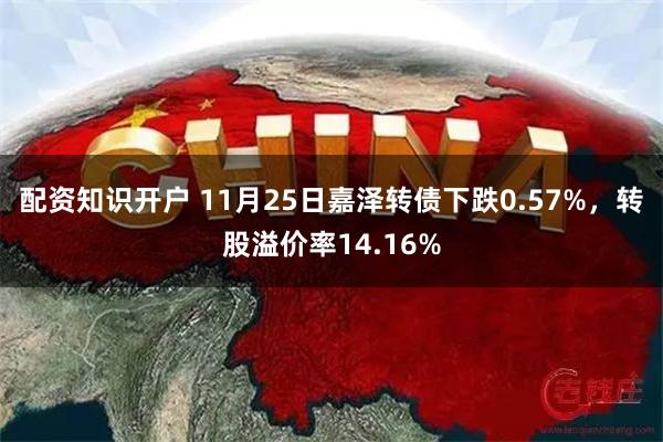 配资知识开户 11月25日嘉泽转债下跌0.57%，转股溢价率14.16%