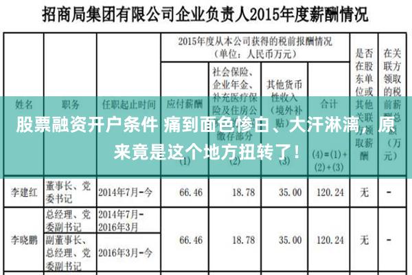 股票融资开户条件 痛到面色惨白、大汗淋漓，原来竟是这个地方扭转了！